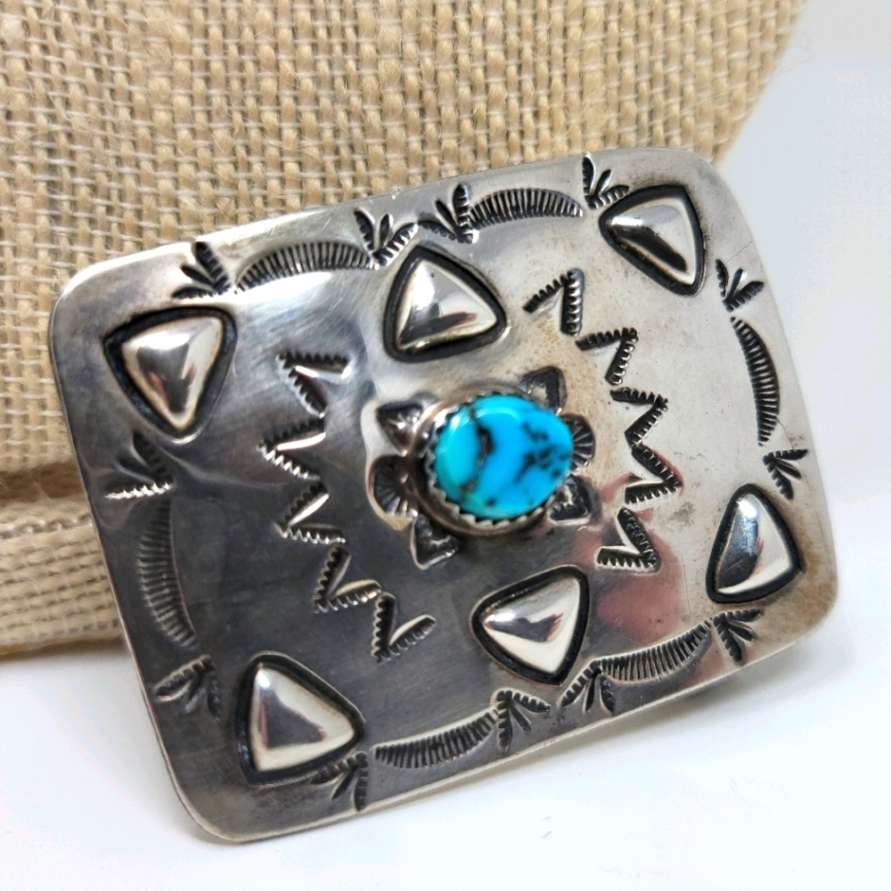 Sterling Turquoise Vintage Belt Buckle